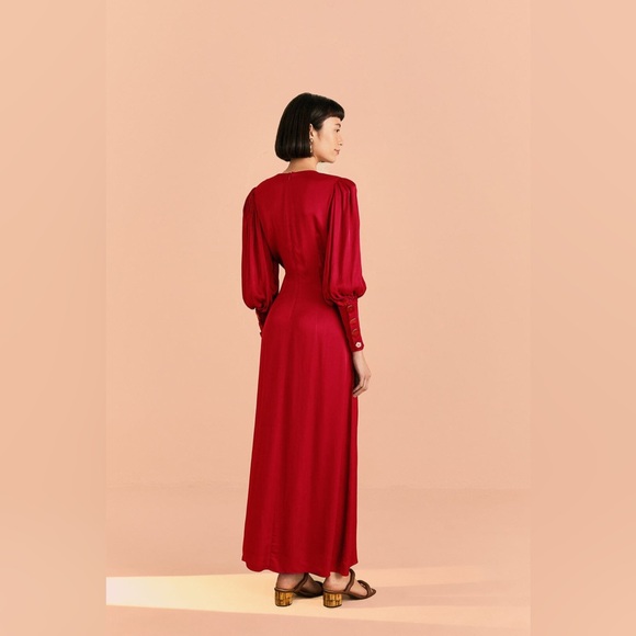 Red Cut Out Long Sleeve Lenzing™ Ecovero™ Viscose Maxi Dress - Picture 7 of 7